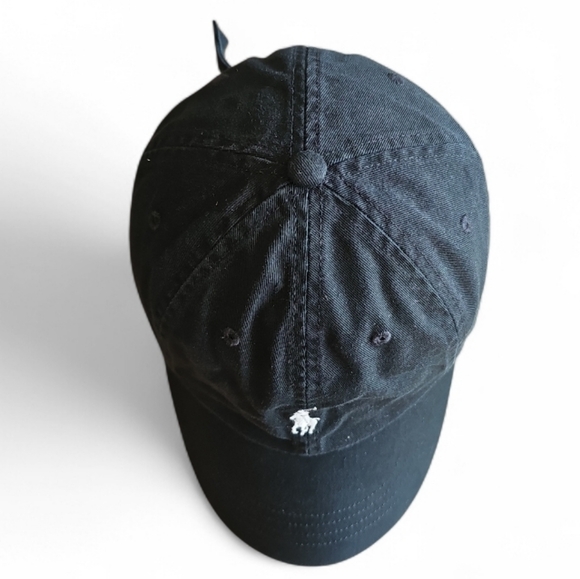 Polo Ralph Lauren 100% Cotton Baseball Cap Black Minimalist Adjustable Dad Hat - Picture 6 of 10